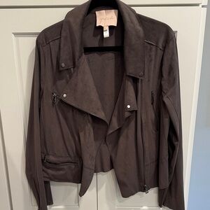Hutch Women's Dark Brown faux suede Leather moto Jacket